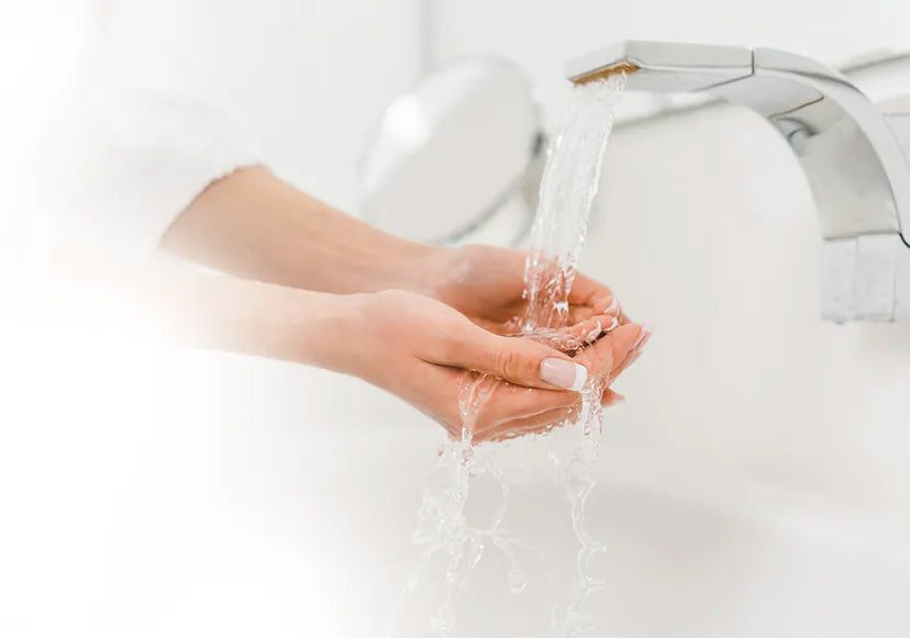 washing hands in filtered clean water